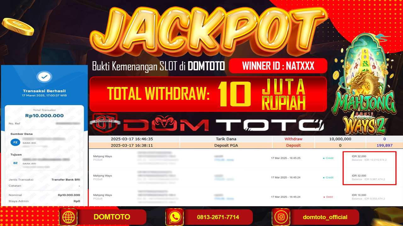 JACKPOT SLOT MAHJONG WAYS 2 17 MARET 2025